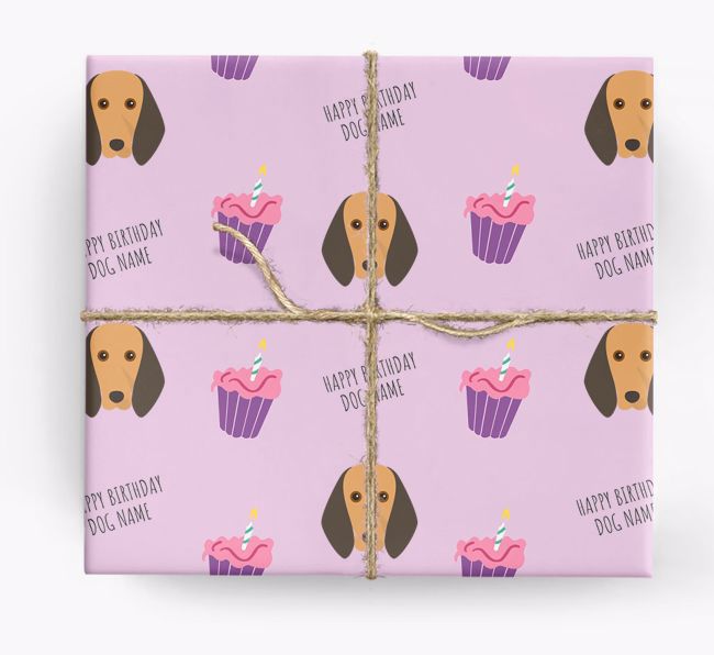 Personalised 'Happy Birthday' Cupcake Wrapping Paper with {breedFullName} Icons